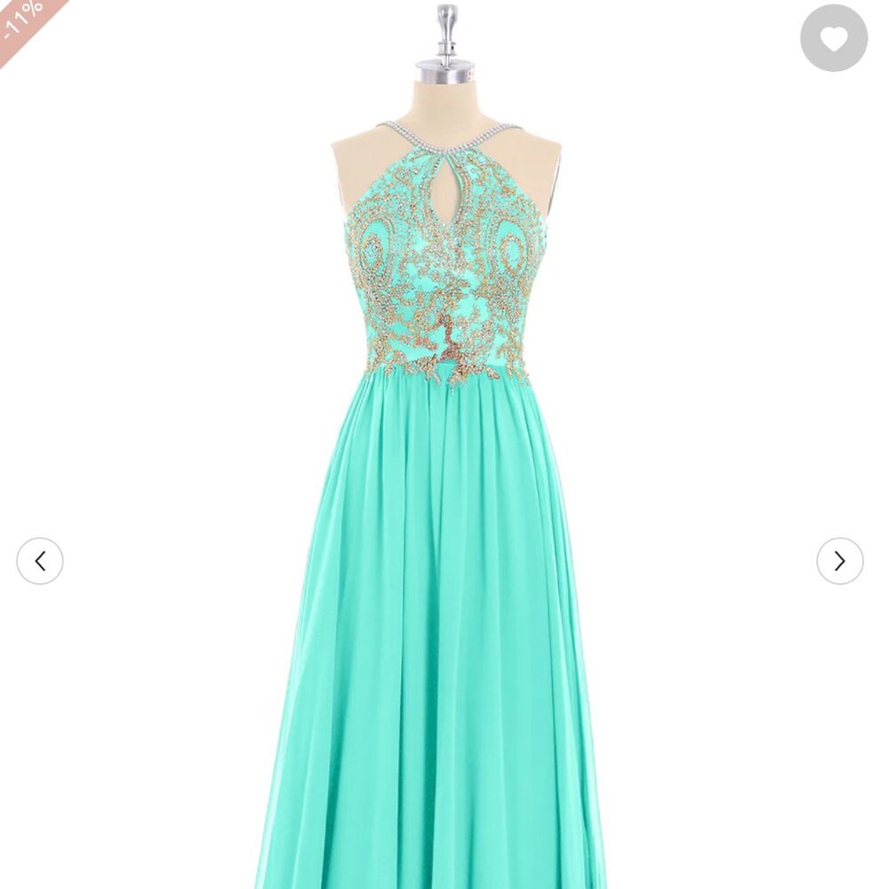Halter Chiffon Dress with Gold Detail